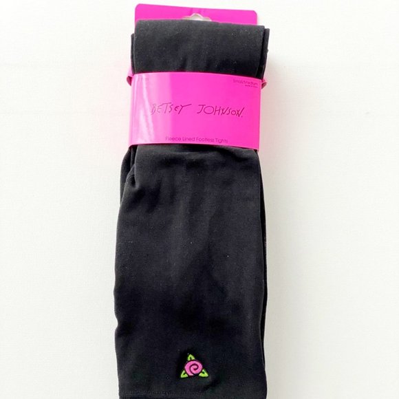 Betsey Johnson Fleece Lined Tights 2-Pairs Black - Picture 1 of 2
